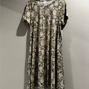 LuLaRoe Sage Green and Cream Paisley Midi Dress